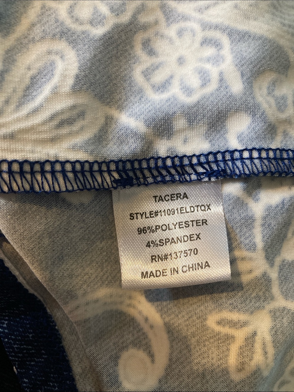Tacera Navy Dress with White Floral Print Sz 1X - Picture 6 of 6